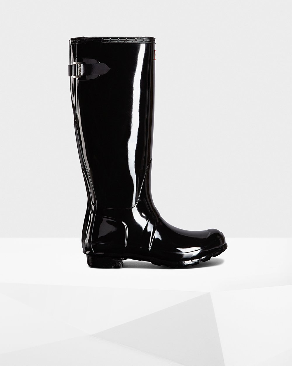 Galochas Altas Hunter Feminina Pretas - Original Back Adjustable Gloss - 62PXADTIC